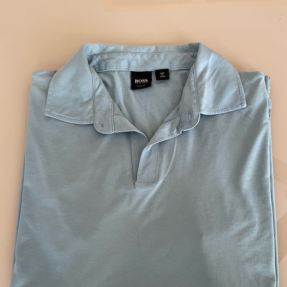 Bass Slim Fit Y-Shirt Size M Color Light Blue